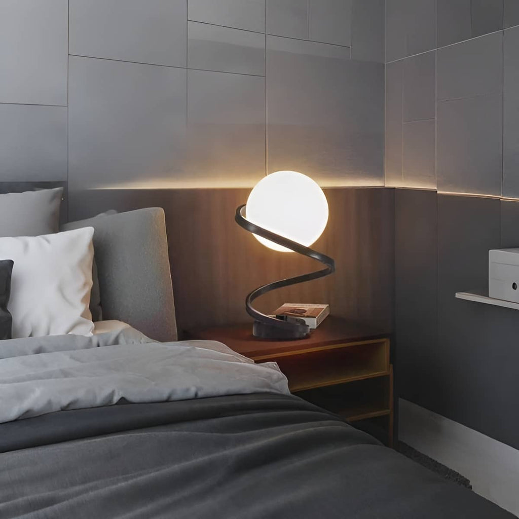 Modern Spiral Glass Ball Table Lamp for Bedside