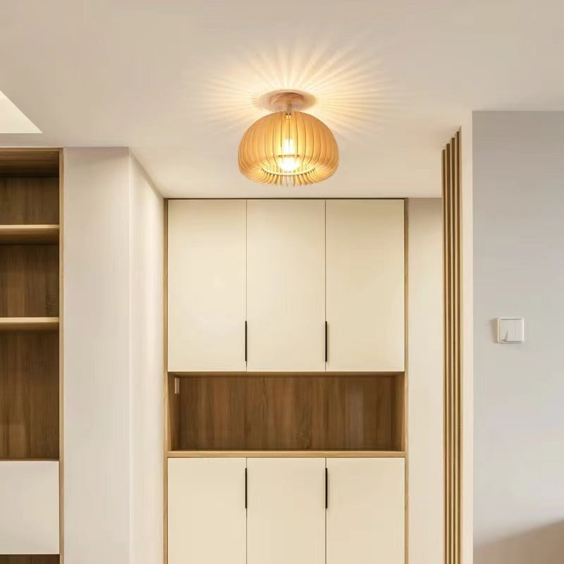 Modern Japanese Pumpkin Wooden Ceiling Light
