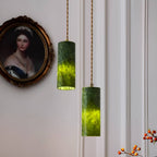 Natural Jade Vintage Dark Green Pendant Light