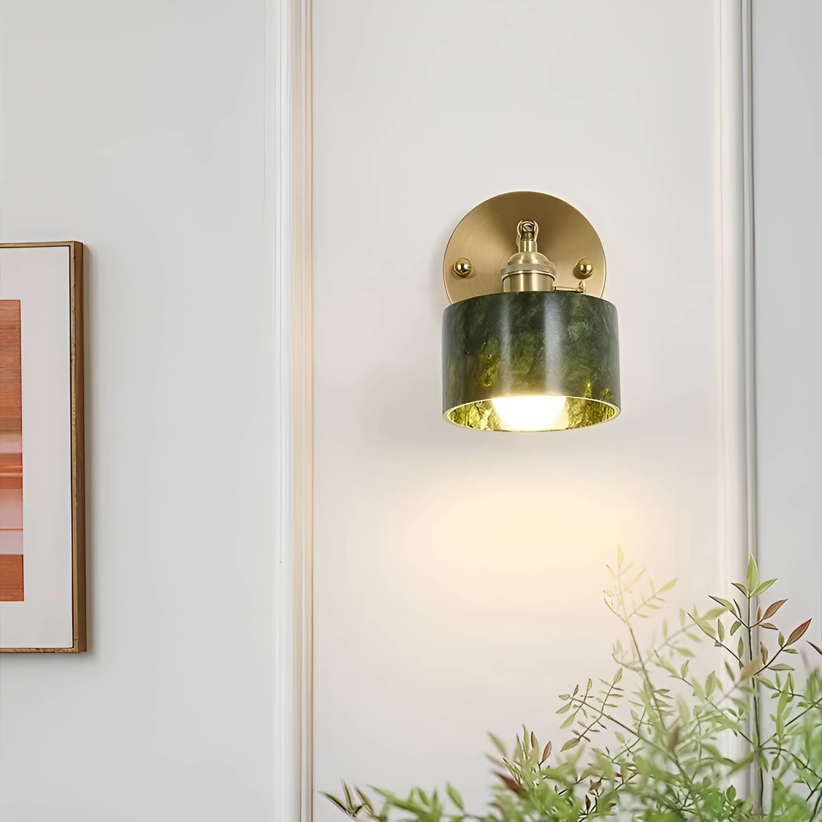 Natural Jade Vintage Dark Green Wall Light