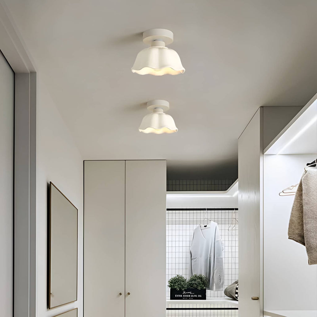 Nordic Ruffle White Ceramic Ceiling Light