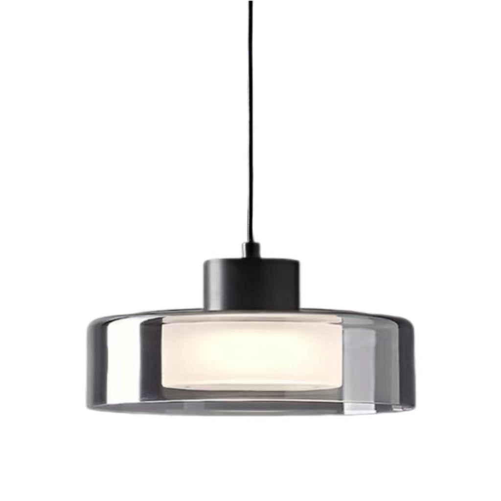 Italian Disc Smoke Grey Glass Pendant Light