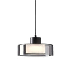 Italian Disc Smoke Grey Glass Pendant Light