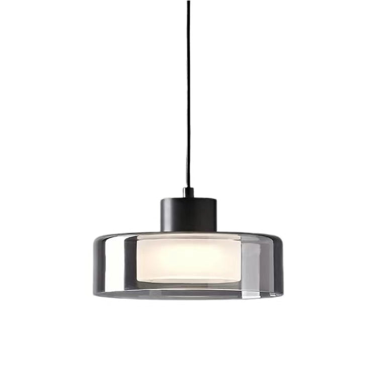 Italian Disc Smoke Grey Glass Pendant Light