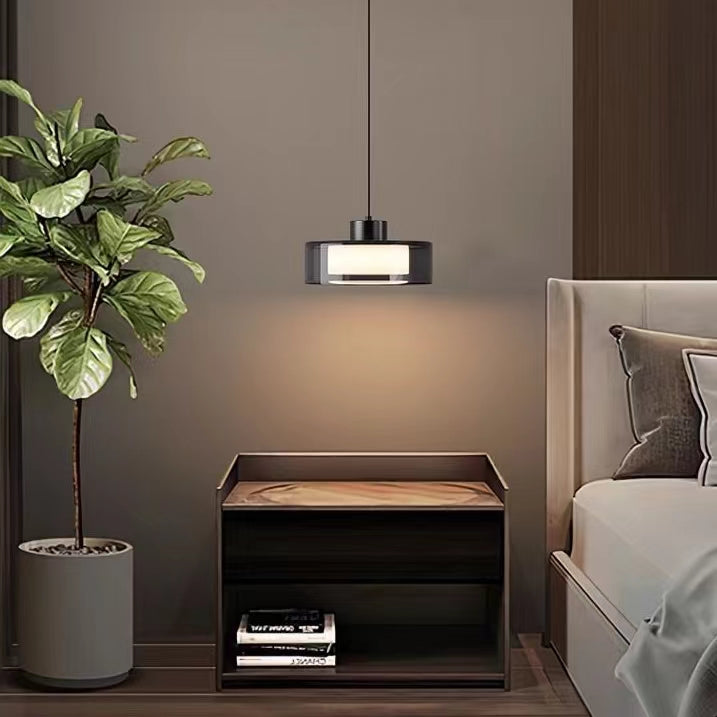 Italian Disc Smoke Grey Glass Pendant Light