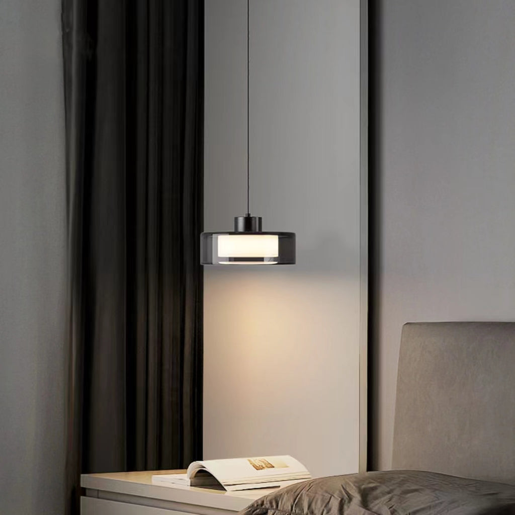 Italian Disc Smoke Grey Glass Pendant Light
