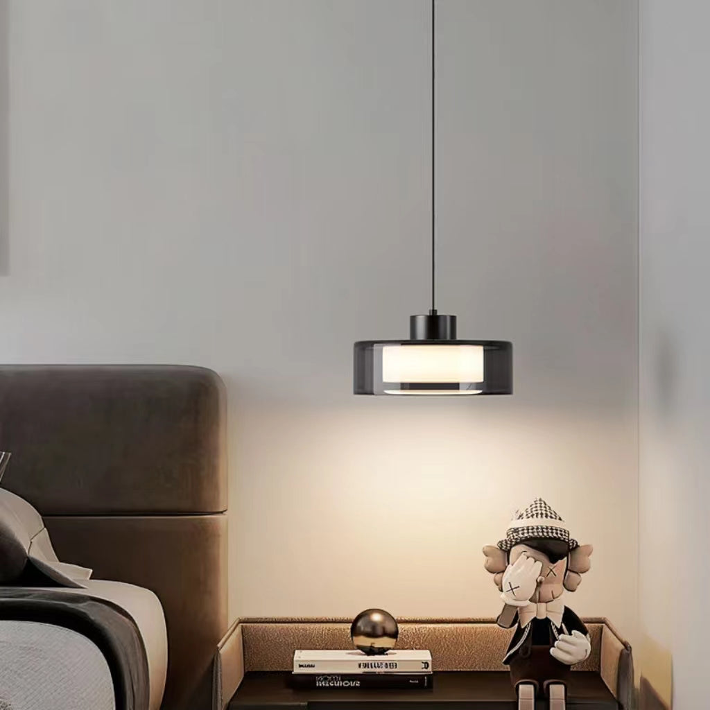 Italian Disc Smoke Grey Glass Pendant Light