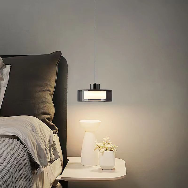 Italian Disc Smoke Grey Glass Pendant Light