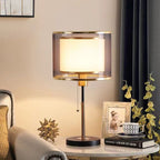 Nordic Vintage Double Layer Fabric Table Lamp