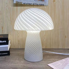 Nordic Cream Stripe Mushroom Table Lamp