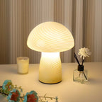Nordic Cream Stripe Mushroom Table Lamp