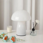 Nordic Cream Stripe Mushroom Table Lamp
