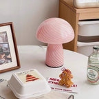 Nordic Cream Stripe Mushroom Table Lamp