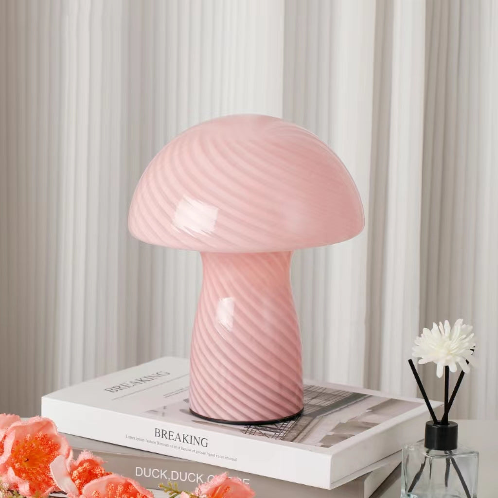 Nordic Cream Stripe Mushroom Table Lamp