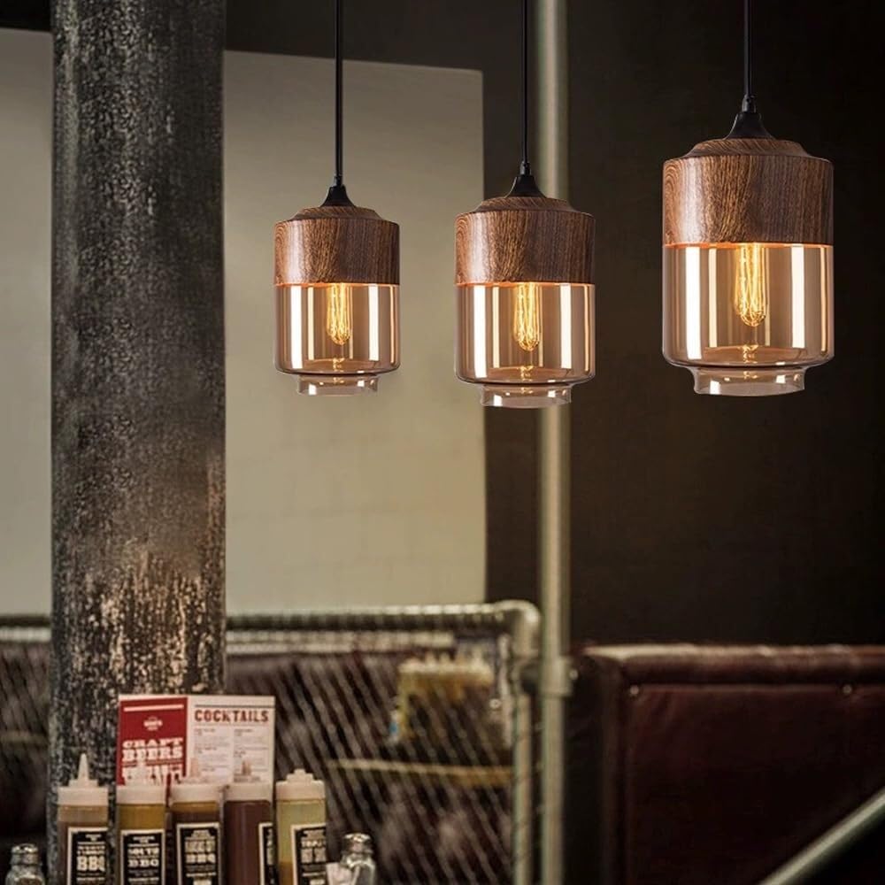 Nordic Industrial Amber Glass Pendant Light
