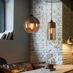 Nordic Industrial Amber Glass Pendant Light