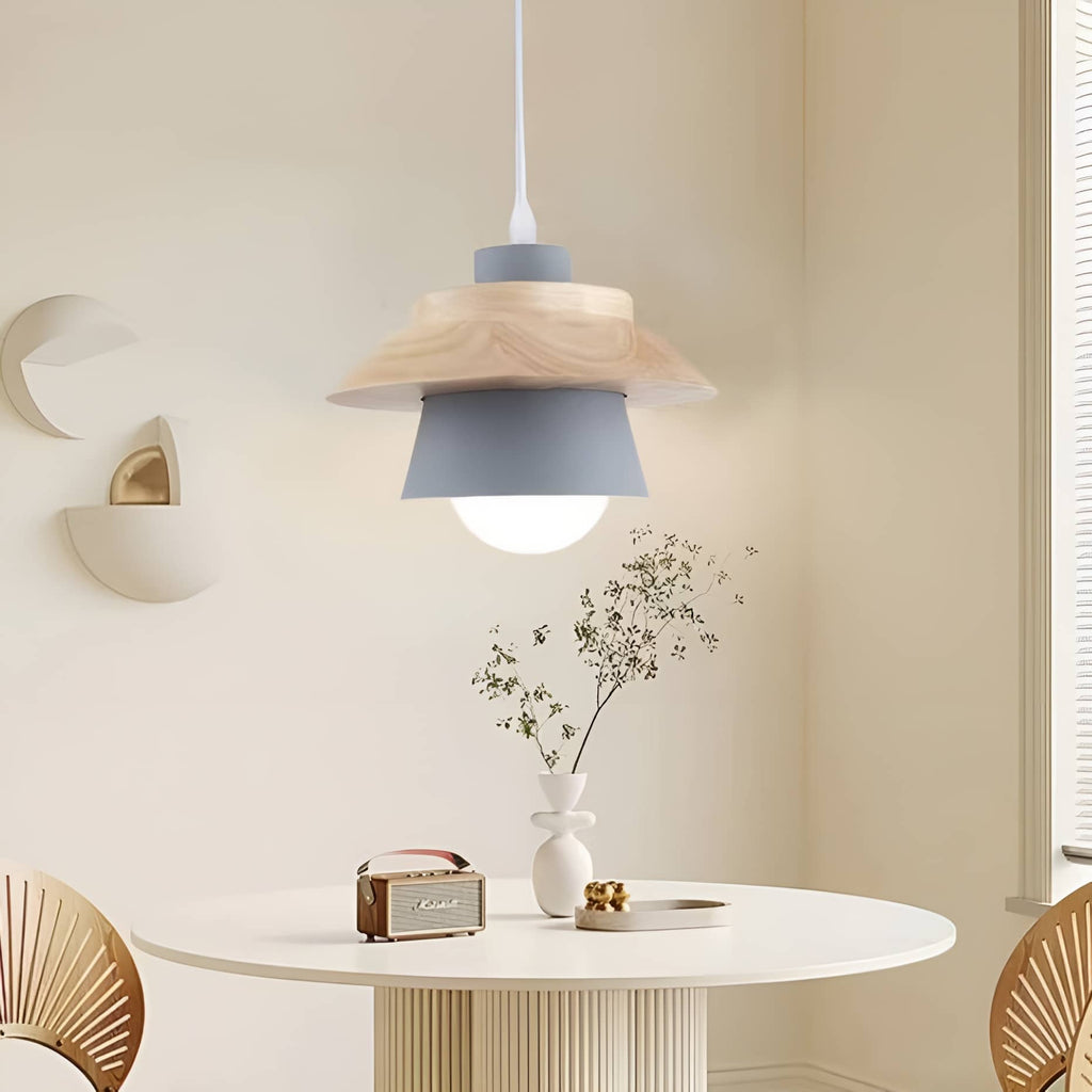 Rustic Macaron Geometric Wooden Pendant Light