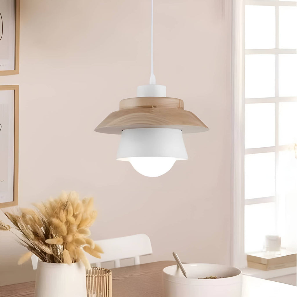 Rustic Macaron Geometric Wooden Pendant Light