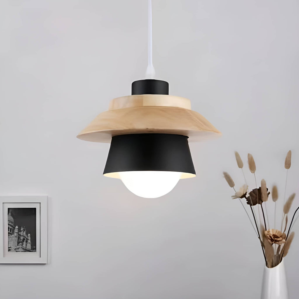 Rustic Macaron Geometric Wooden Pendant Light
