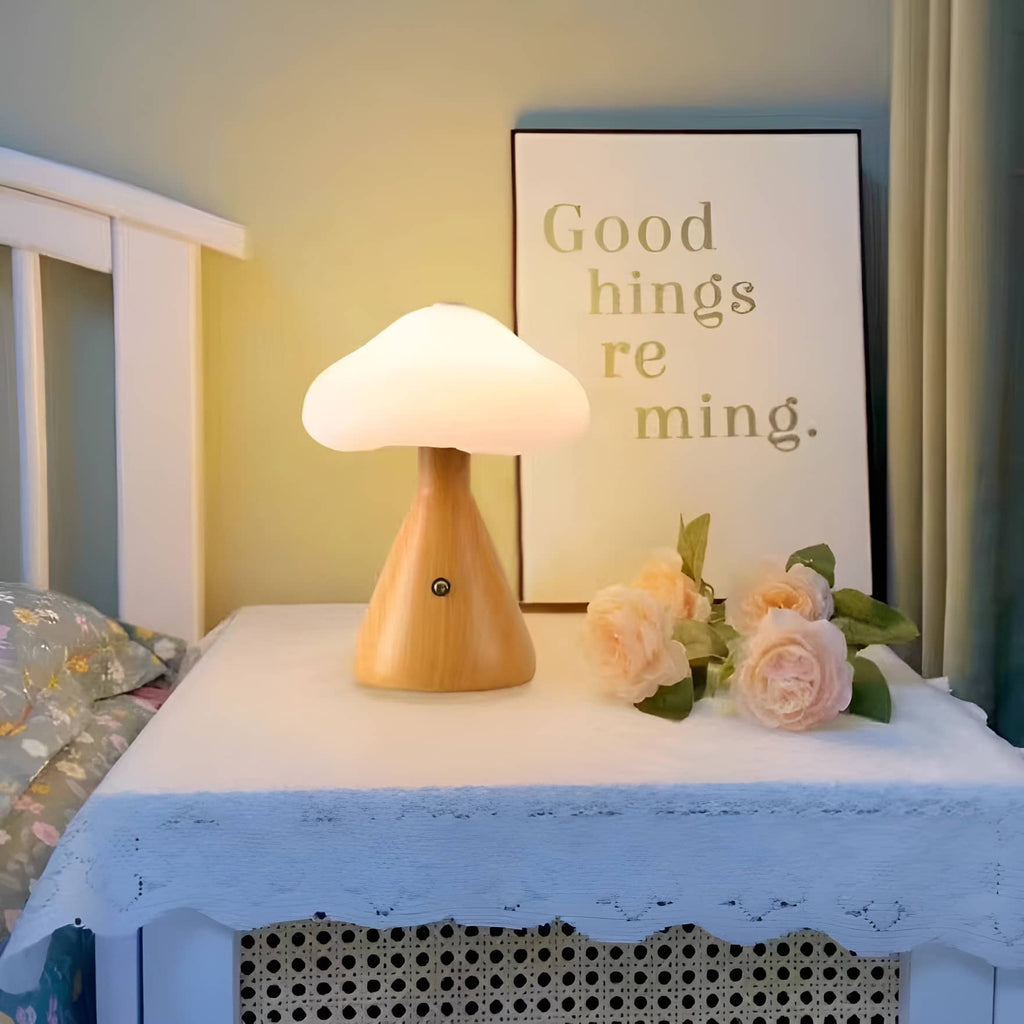Modern Rechargeable Mushroom Shaped Table Lamp