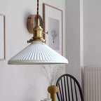 Classic Pleated White Ceramic Pendant Light