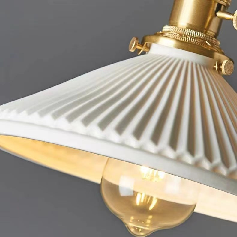 Classic Pleated White Ceramic Pendant Light