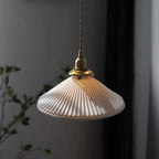 Classic Pleated White Ceramic Pendant Light