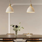 Classic Pleated White Ceramic Pendant Light