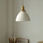 Classic Pleated White Ceramic Pendant Light