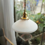 Classic Pleated White Ceramic Pendant Light