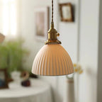 Classic Pleated White Ceramic Pendant Light