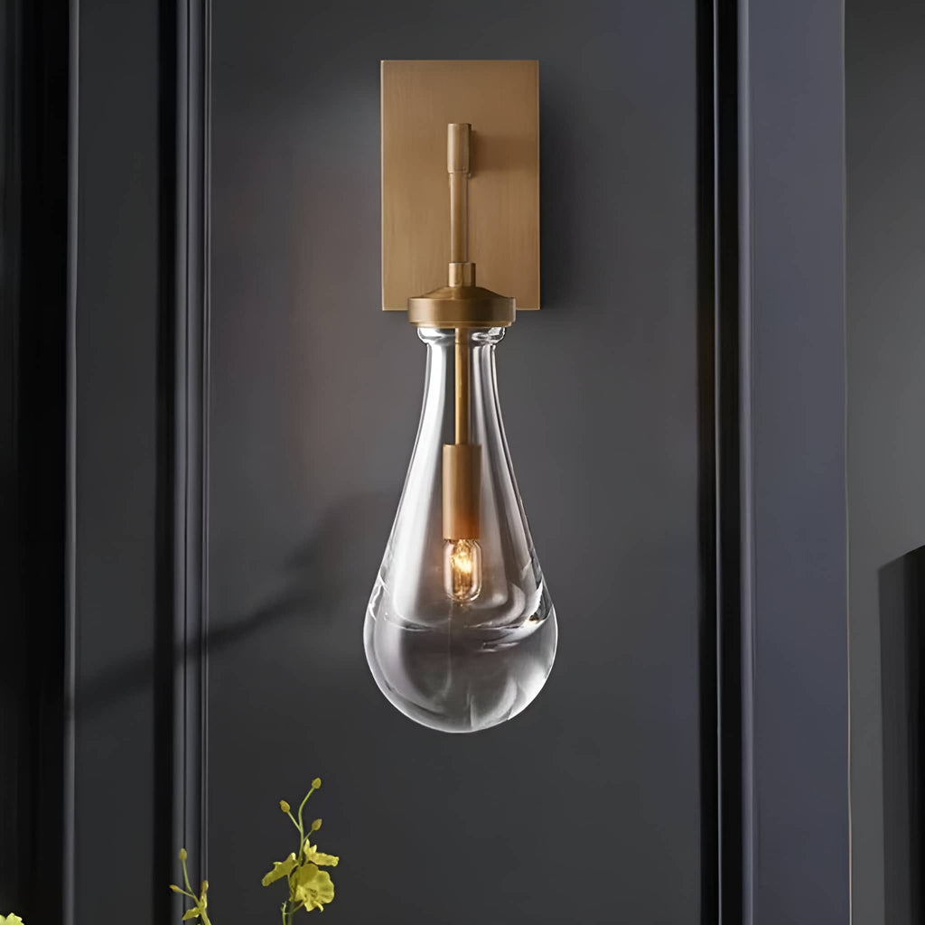 Raindrop Crystal Vintage Brass Wall Light