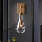 Raindrop Crystal Vintage Brass Wall Light