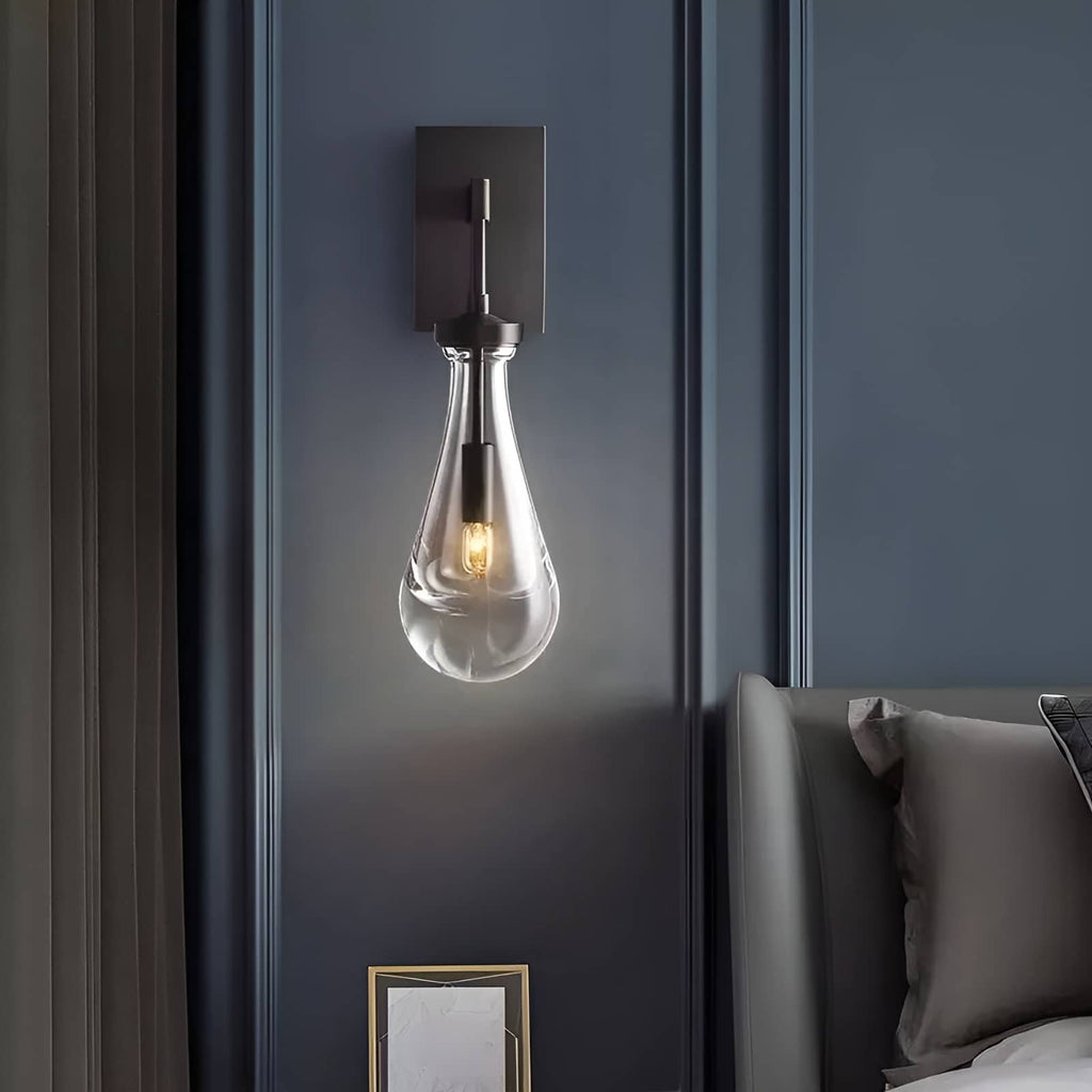 Raindrop Crystal Vintage Brass Wall Light