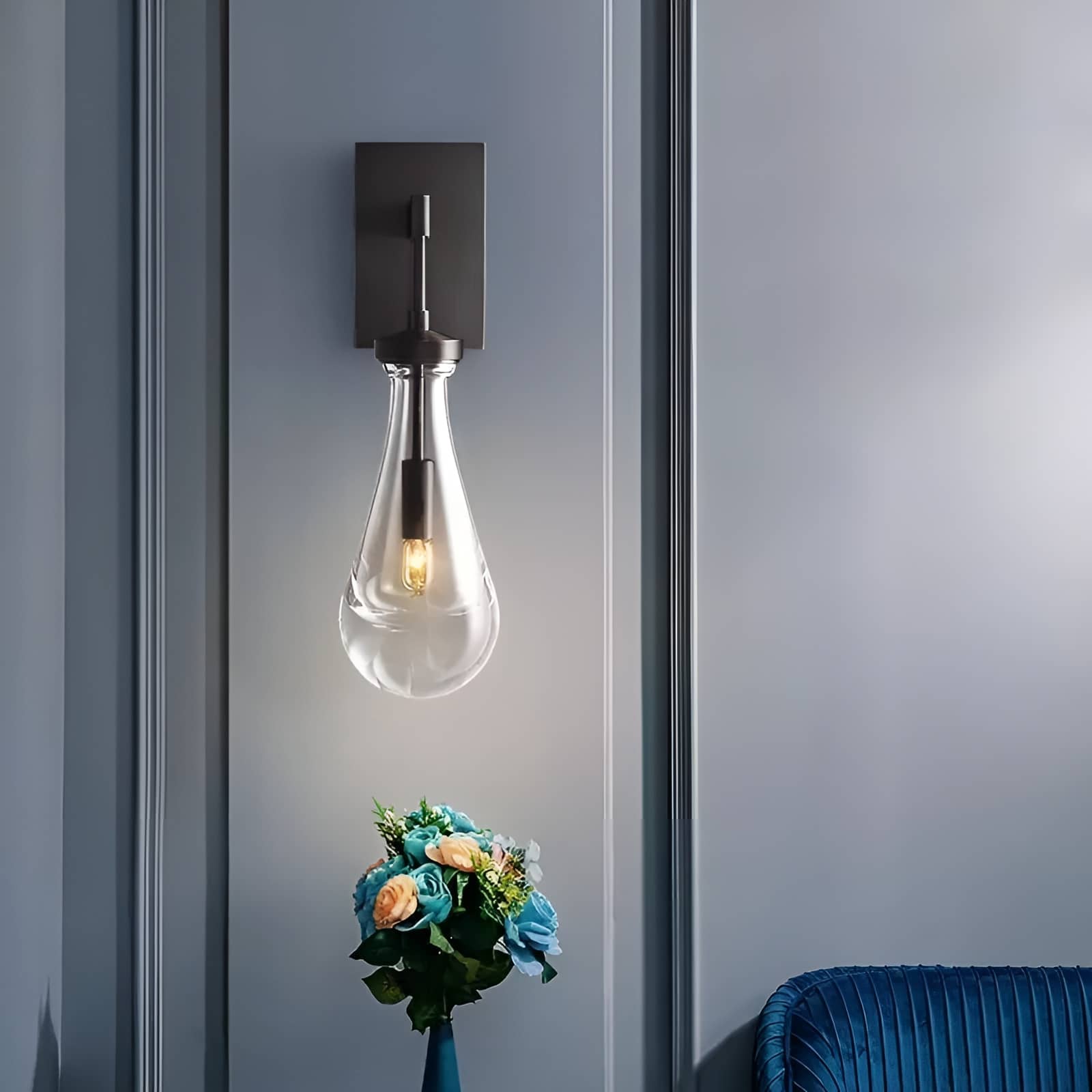 Raindrop Crystal Vintage Brass Wall Light
