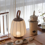 Rechargeable Japanese Lantern Wooden Table Lamp
