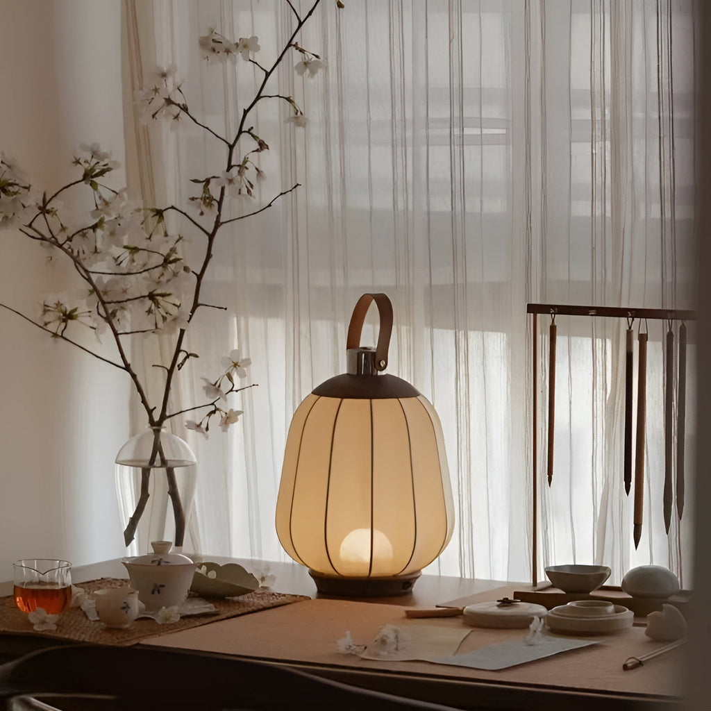 Rechargeable Japanese Lantern Wooden Table Lamp