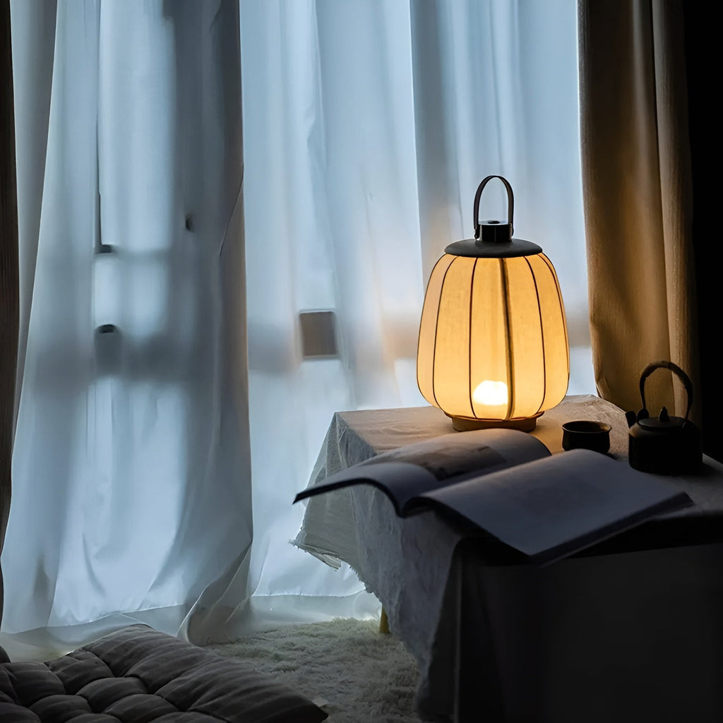 Rechargeable Japanese Lantern Wooden Table Lamp
