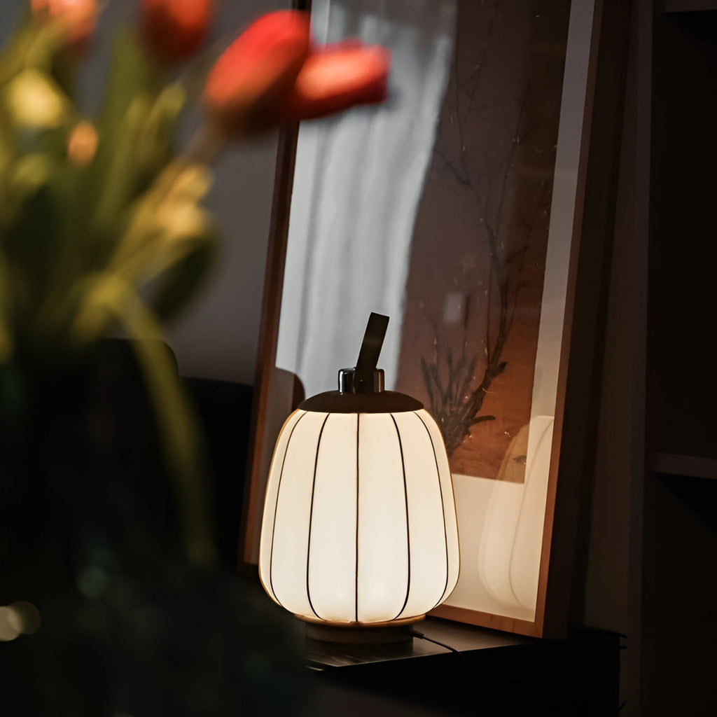 Rechargeable Japanese Lantern Wooden Table Lamp