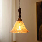 Retro American Style Walnut Glass Pendant light
