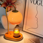 Orangefarbene Retro-Kerzenwärmerlampe im Bauhaus-Stil