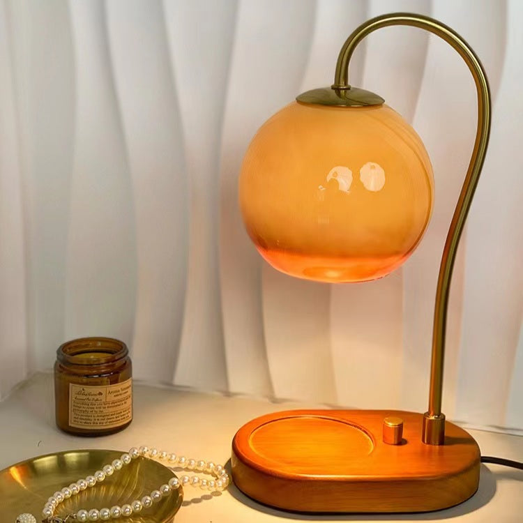 Orangefarbene Retro-Kerzenwärmerlampe im Bauhaus-Stil