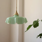 Retro Cream Flower Glass Pendant Light