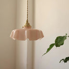 Retro Cream Flower Glass Pendant Light
