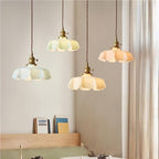 Retro Cream Flower Glass Pendant Light