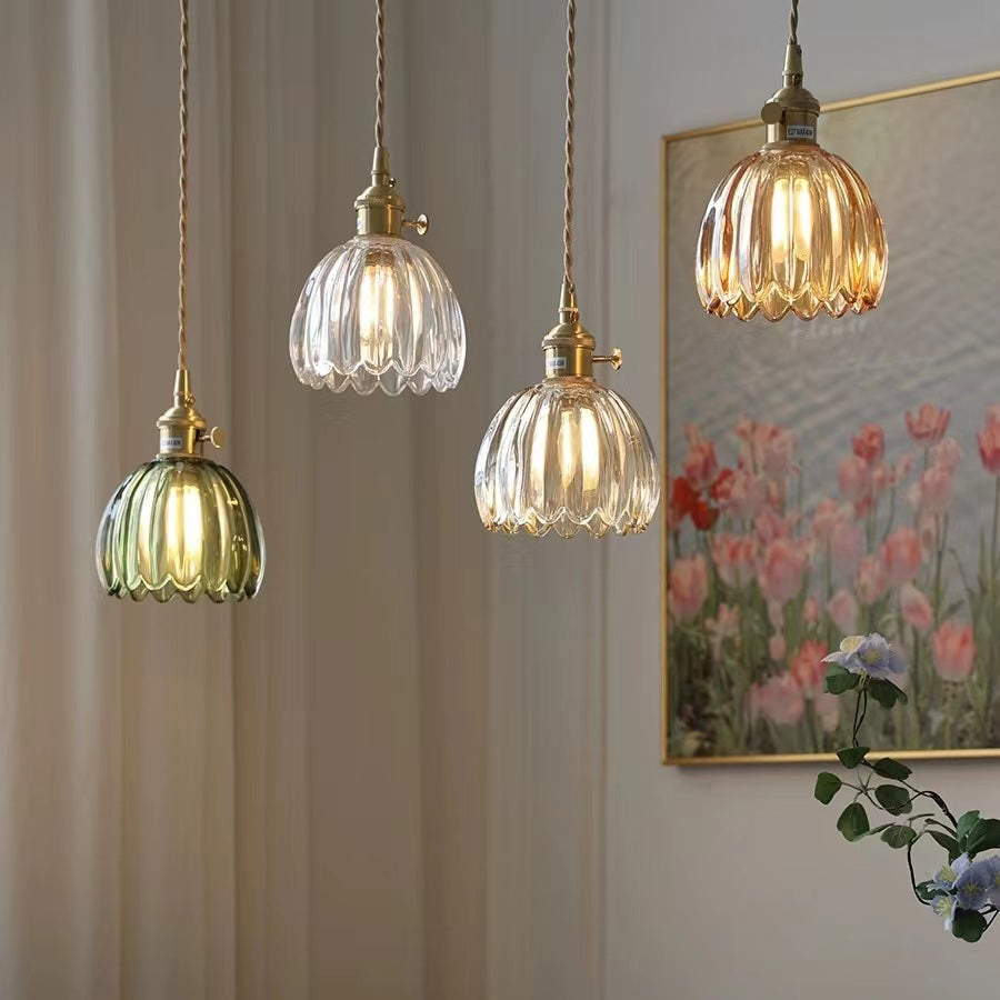 Mid Century Flower Glass Pendant Light