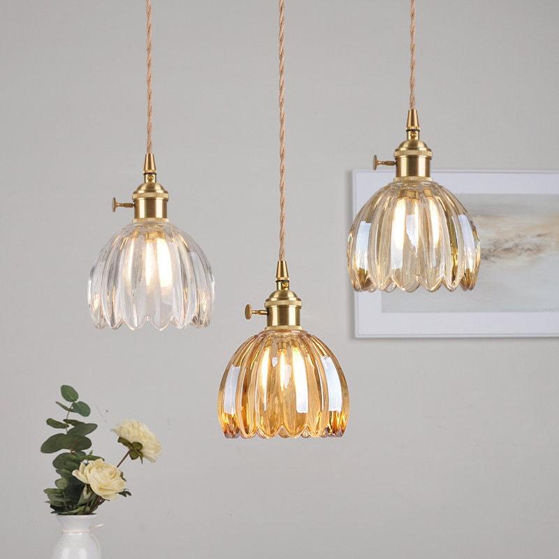 Mid Century Flower Glass Pendant Light