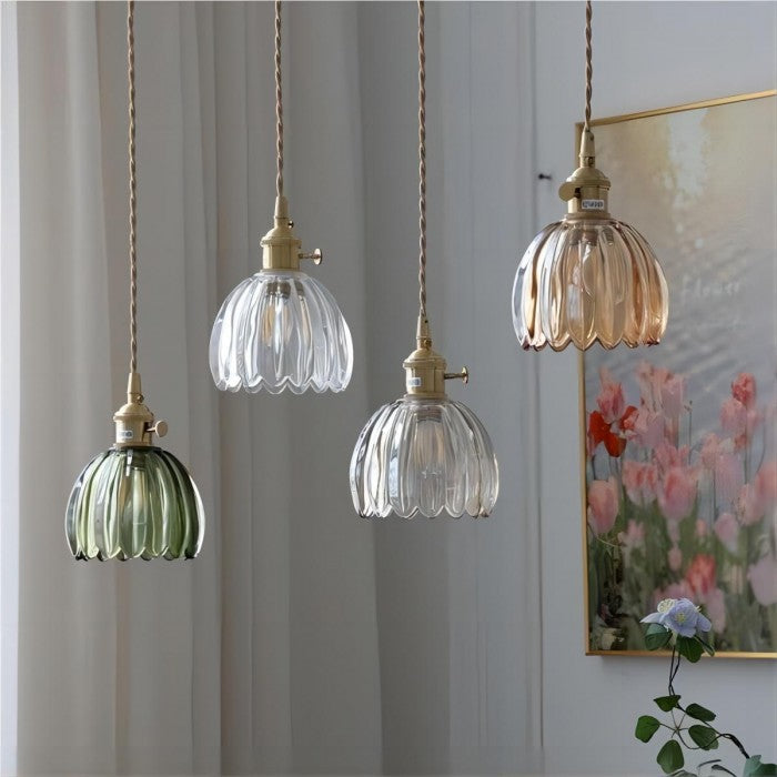 Mid Century Flower Glass Pendant Light