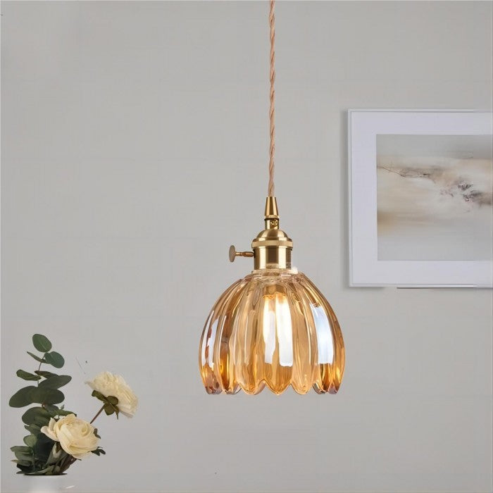 Mid Century Flower Glass Pendant Light
