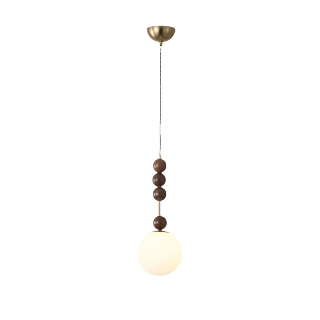 Retro Geometric Walnut Wooden Pendant Light